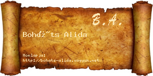 Boháts Alida névjegykártya